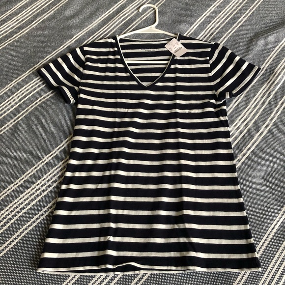 J. Crew Navy/white stripe “studio tee” - Picture 1 of 2